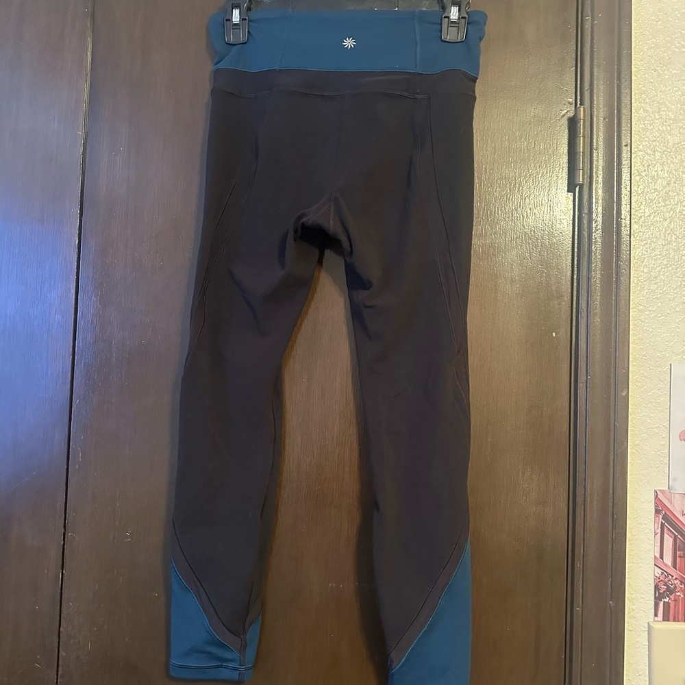 Athleta size small leggings in a blue and black color way